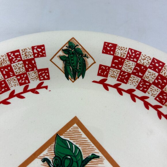 Fresh Garden 10.5" Dinner Plate Peas Red Check Vegetables Stoneware - Picture 5 of 7